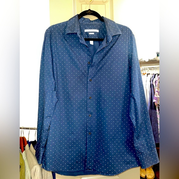 Perry Ellis Navy Speckled Portfolio Dress Shirt | Men’s Size Large - Picture 6 of 9